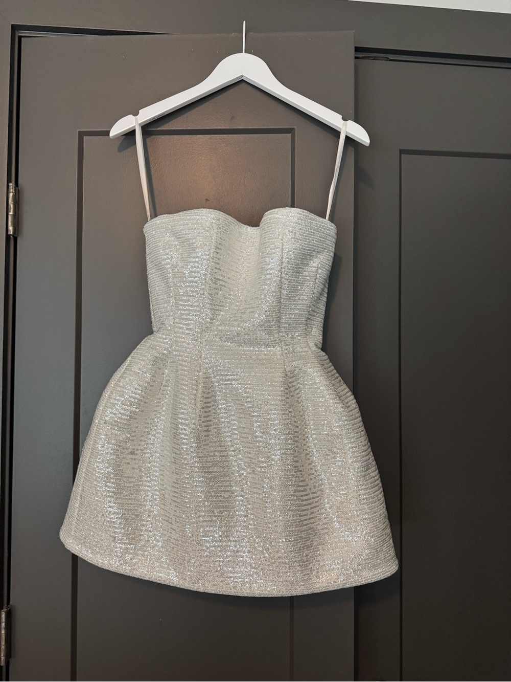 MillaNova Silver Sequin Strapless Mini Dress